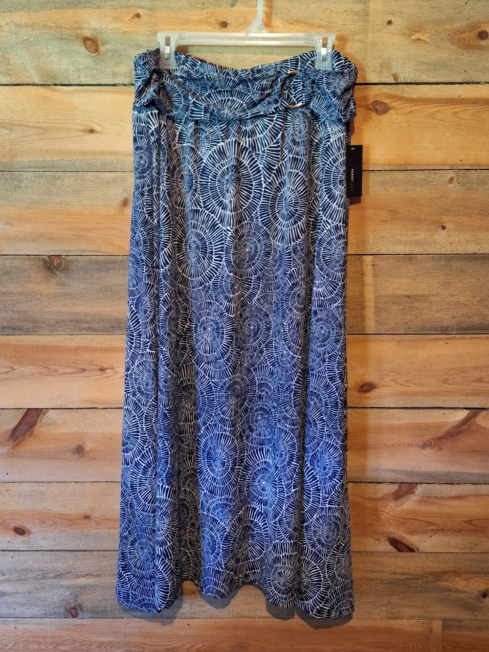 Robert Louis Navy and White Radial Pattern Maxi Skirt